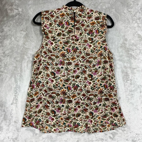 Maeve Smocked High Neck Ruffle Floral Print Blouse Size 10 - Picture 6 of 9